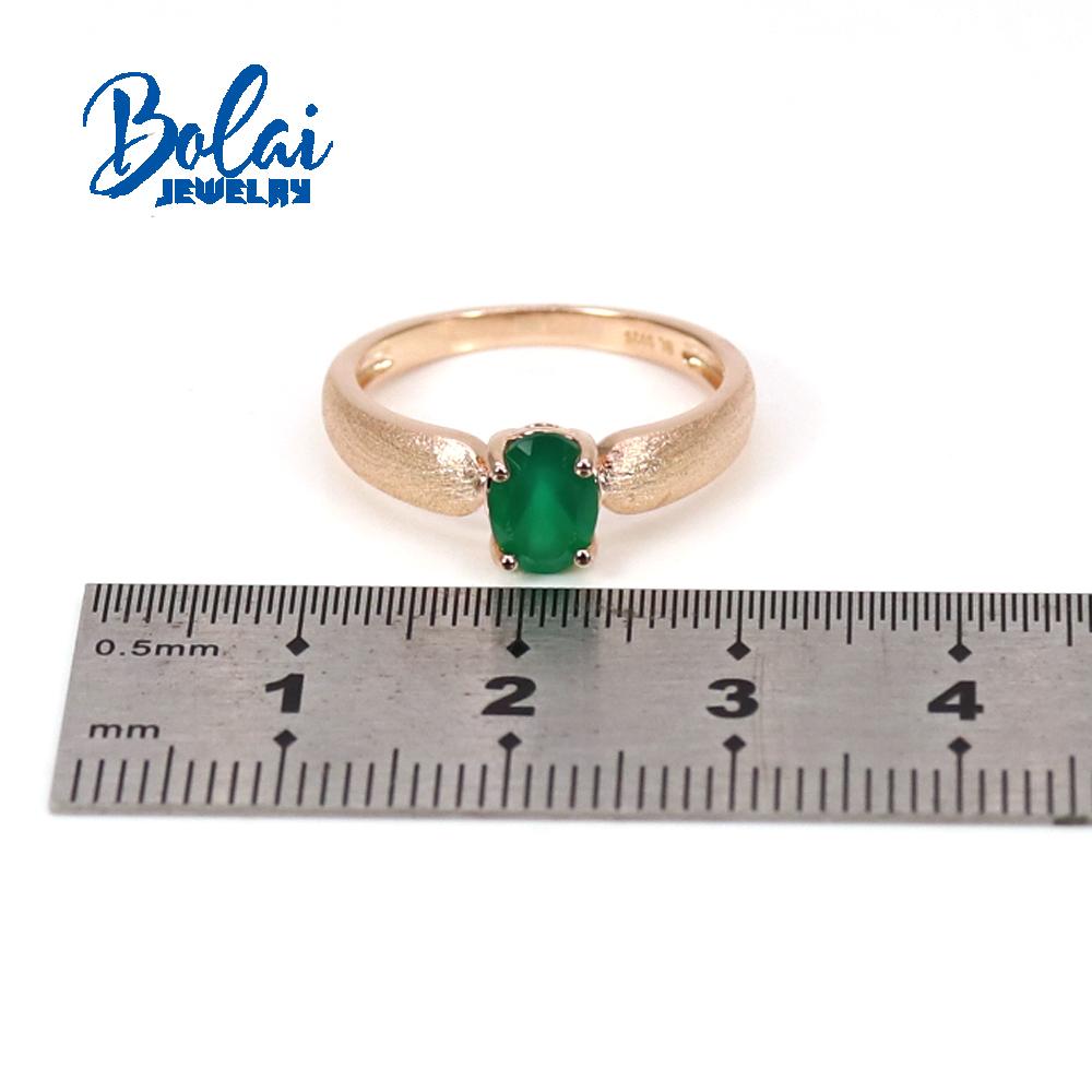Bolaijewelry Set de bijuterii cercei inel oval de agat verde natural 5*7mm, argintie 925, aur roz, bijuterii fine pentru femeie Cadou de aniversare