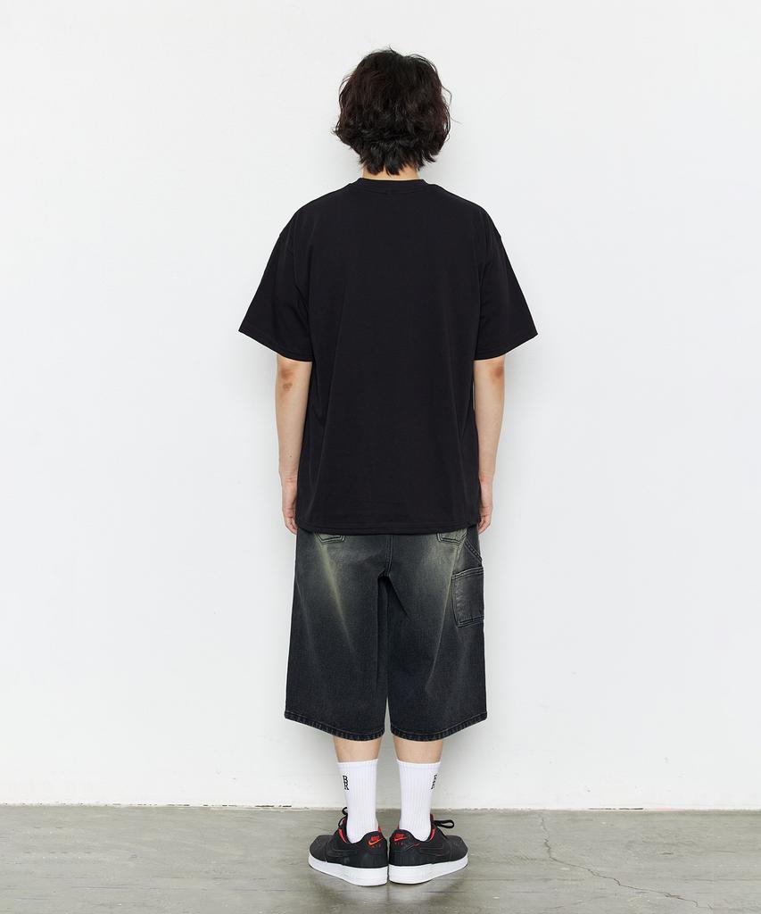 Bieseulaebis Carpenter Loose Fit Denim Shorts Vintage Black