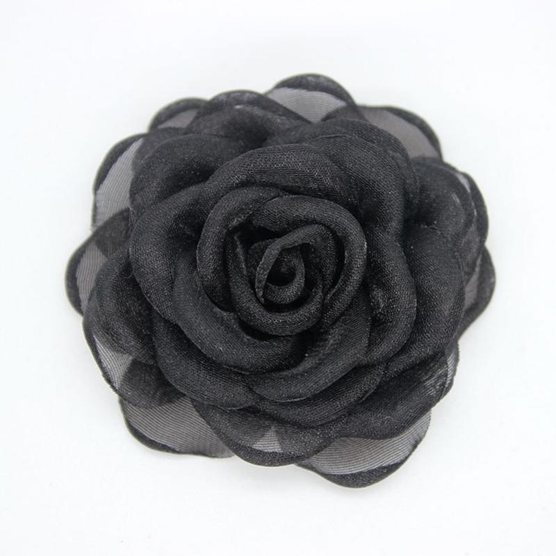 6Cm Black White Camellia Flower Brooches Korean  Corsage Lapel Pins Dress Shirt Suit Accessories For Women Lapel Pins