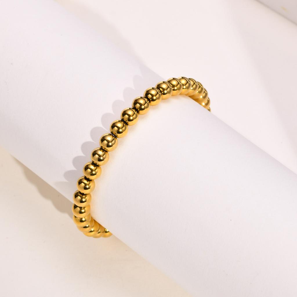 Women's Beaded Bracelets ,4mm/6mm/8mm Stainless Steel Chain Stretch Elastic, Resistant Nickel Free Tarnish