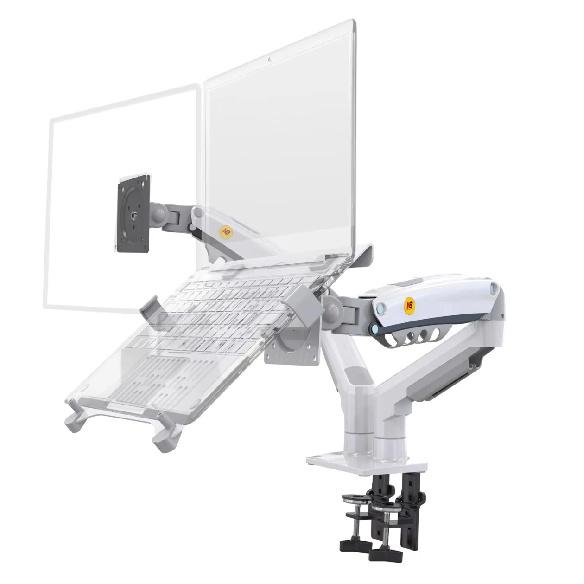 Desktop NB F160 + FP-2 Gas Spring Dual Arm for 17"-27" Monitor Holder + 10"-17" Laptop Support Air Press Mount Stand Load 2-9kg