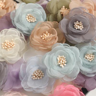3/5/10Pcs 4cm Yarn Rose Artificial Flowers Head for Home Wedding Decor DIY Bride Hair Wreath Girls Gift Clothing Dress Accessory