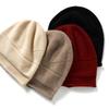 100% Pure Cashmere Unisex Hooded Rolled Edge Knitted Hat For Autumn&Winter Fashion Warm And Solid Color Ear Protection Pile Cap