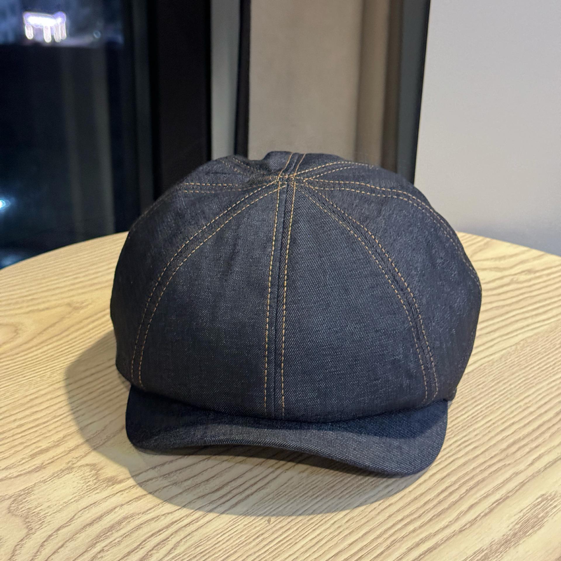 New Korean-style Dongdaemun simple casual denim newsboy cap for women, versatile for spring and autumn, retro and face-slimming Adult54-60Adjustable чёрный