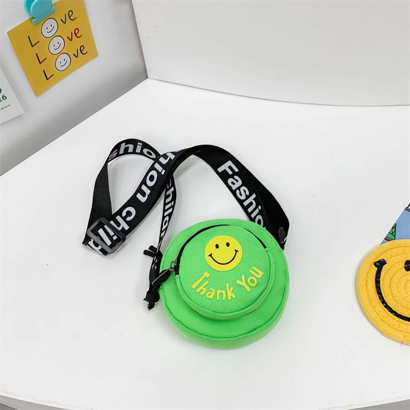 Smiley Face Cartoon Printed Backpack Canvas Shoulder Bagfor For Girls Boys And