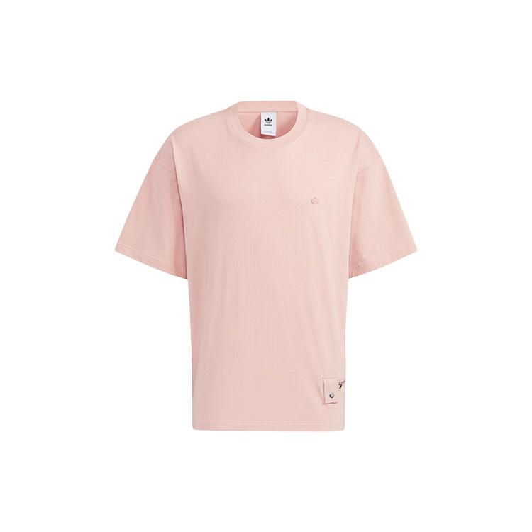 adidas originals Zipper Ss Tee Solid Color Sports Round Neck Short Sleeve Pink Men s HH9444 XS