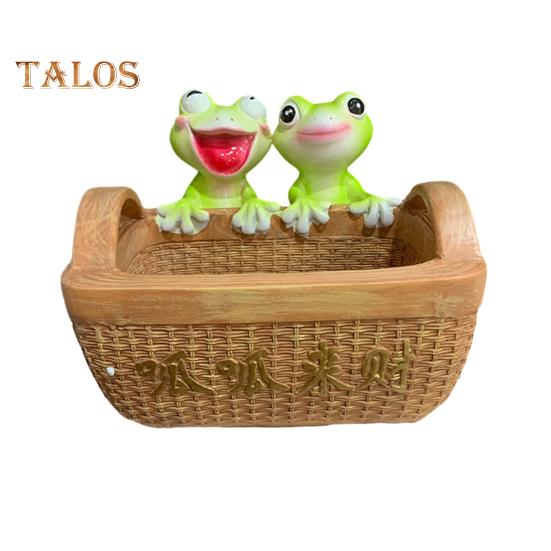 

Корзина для хранения с миниатюрными статуями лягушек, большая вместимость, многоцелевой милый дизайн лягушек, контейнер для хранения, органайзер, украшение стола A