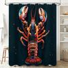 Shower Curtain 3D Printed Waterproof Non-Slip Bathroom Decor Lobster Design in Dark Blue Fabric Shower Curtains for Home Decorat