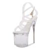 New Sexy Sandals, Thin Heels, Waterproof Stage Banquet Catwalk, Transparent Crystal Open-toe High Heels?