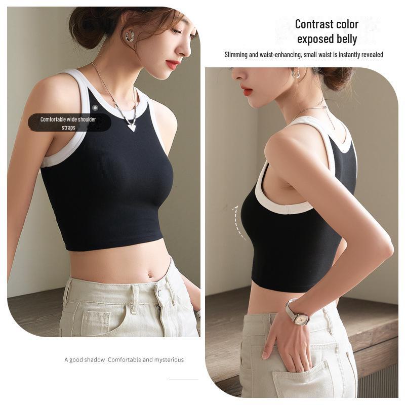 Women's Summer Padded Camisole - Navel-Baring, Beautiful Back, 2023 Hot Style Top
