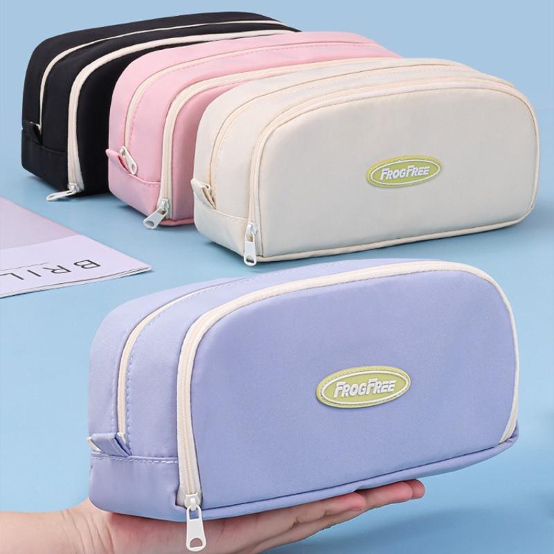 Simple Large-capacity Pencil Case, High-value Double-layer Stationery Case, Girls' Male Korean Pencil Case, Stationery Bag.