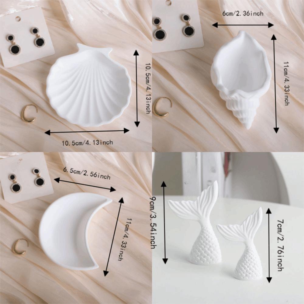 Conch Shape Plaster Decorative Tray White Jewelry Dish Jewelry Storage Trays Jewelry Storage