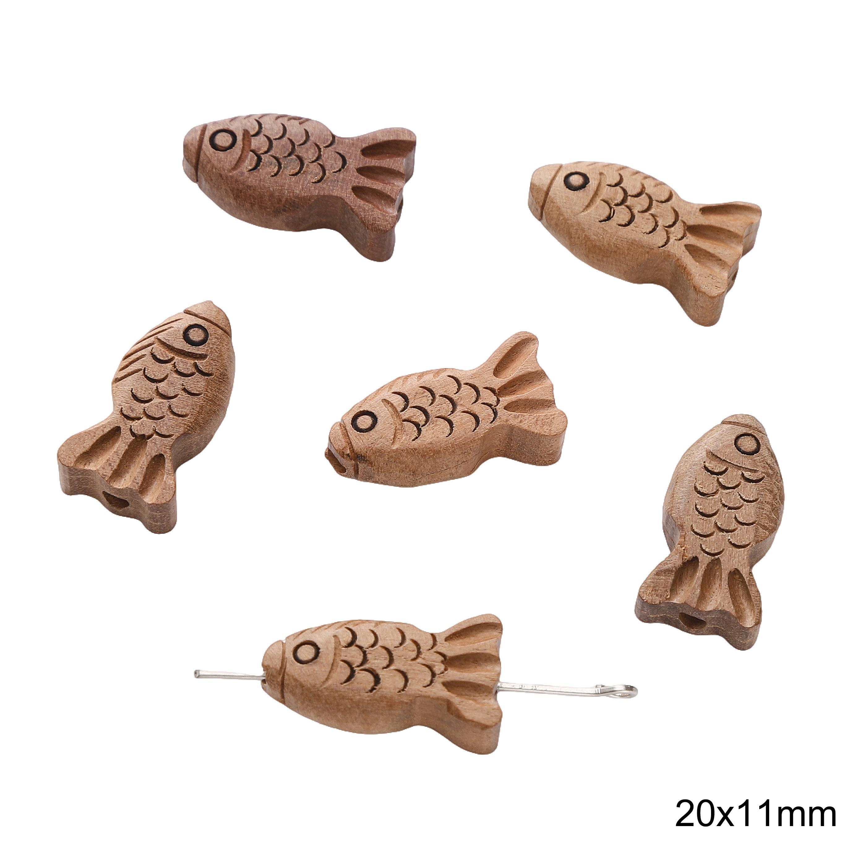 

Деревянные бусины Интервал Разбросанные бусины Для DIY Браслеты Ожерелья Изготовление ювелирных изделий Small fish 20x11mm