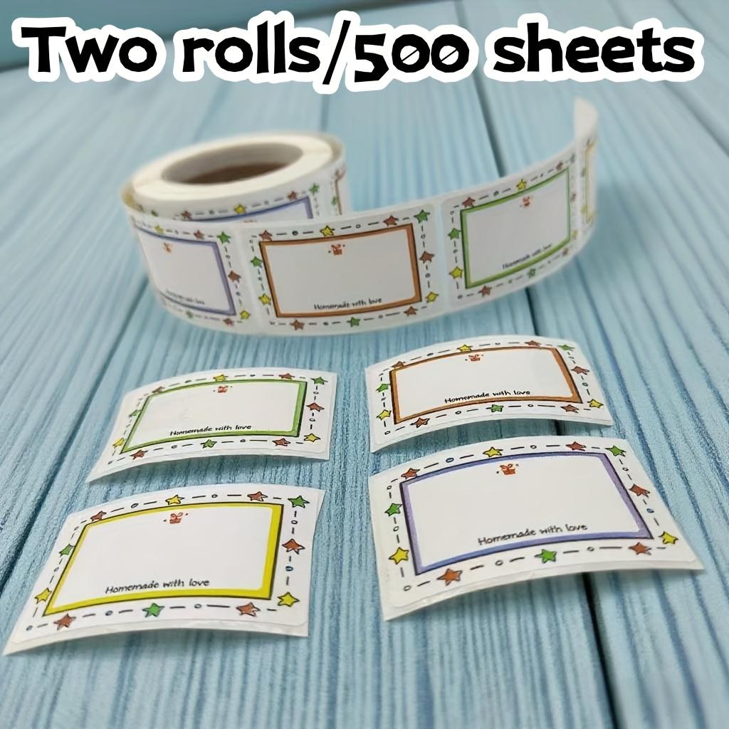 

500 Stickers, Fruit-colored Border Name Tags, Roll Format, Waterproof Self-adhesive Easy To Peel, Colored Borders, Name Labels, Classification Markers