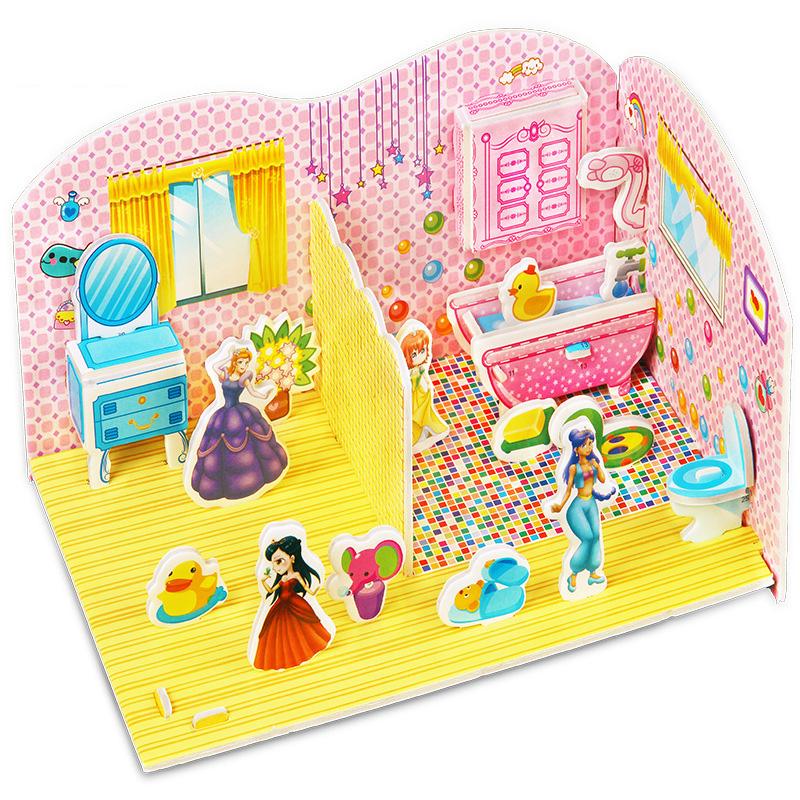 Cartoon Three-Dimensional Puzzle Children's Handmade DIY Toys Paper Card Villa Building Model Desktop Decoration