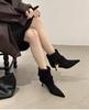 Koreanische Retro Spitzstiefel: Wildleder Stiletto Mid-Calf mit Metallschnalle, Herbst/Winter Kollektion 2025