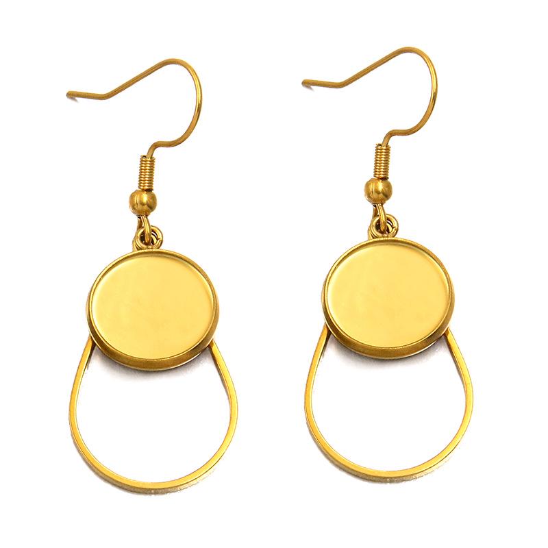 10 Styles Stainless Steel 12mm Time Gem Base Geometric Irregular Earring Hook Pendant