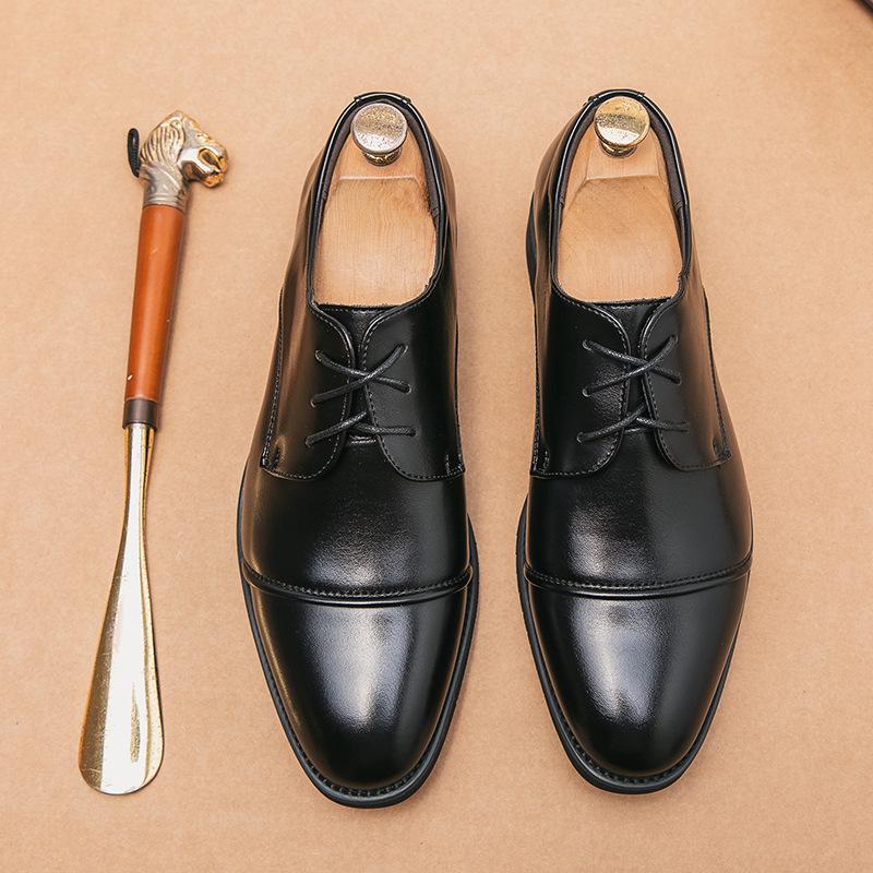 Men's Large Size Derby Formal Leather Shoes for Office, Wedding, and Banquet