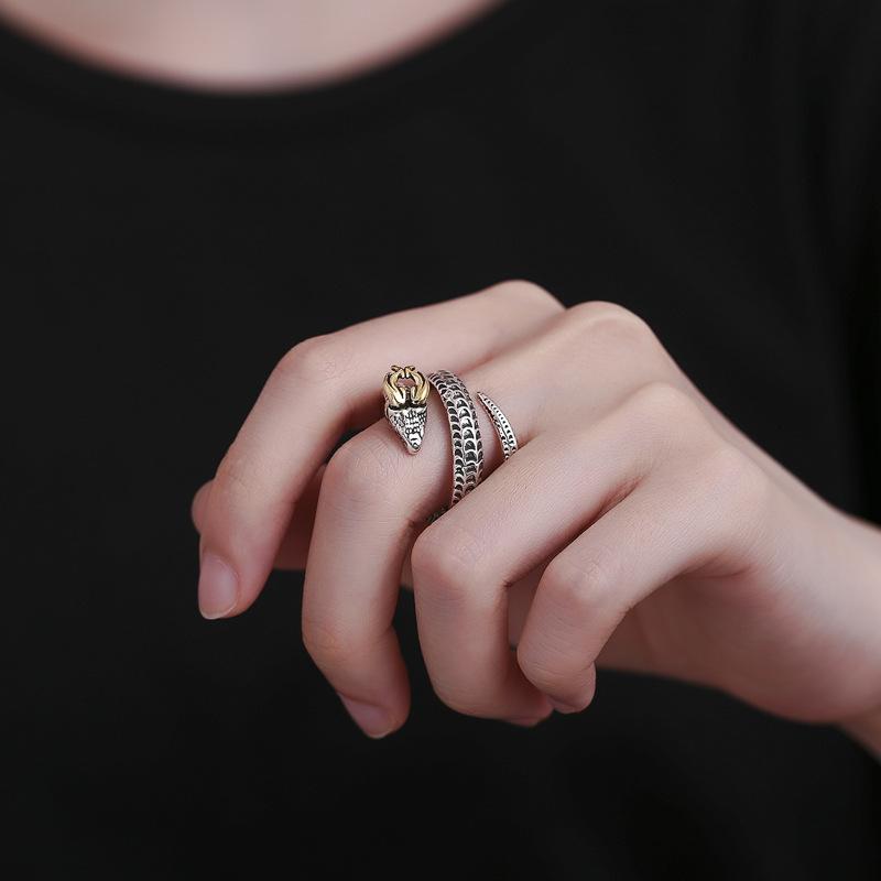 Snake Ring Men 'S And Women 'S Same Opening Can Adjust The Retro Ethnic Style Of The Twelve Zodiac Snake Snake Creative Finger Ring