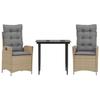 VidaXL Ensemble à Manger de Jardin avec Coussins 3 pcs, Table et Chaise de Terrasse, Meubles de Patio, Mobilier d'Extérieur, 3213254