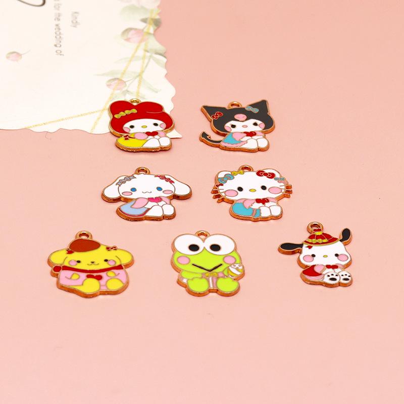 14/70PCS Cartoon Shy Animal Drip Oil Earrings DIY Jewelry Bag Keychain Bracelet Pendant Handmade Material