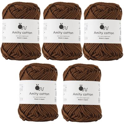 Raw Wool Amity Extra 30g Made In Set of 5 Brown Yarn, Cotton, Thick, (approx. 36m), 100% Cotton, Japan, Balls, 11.