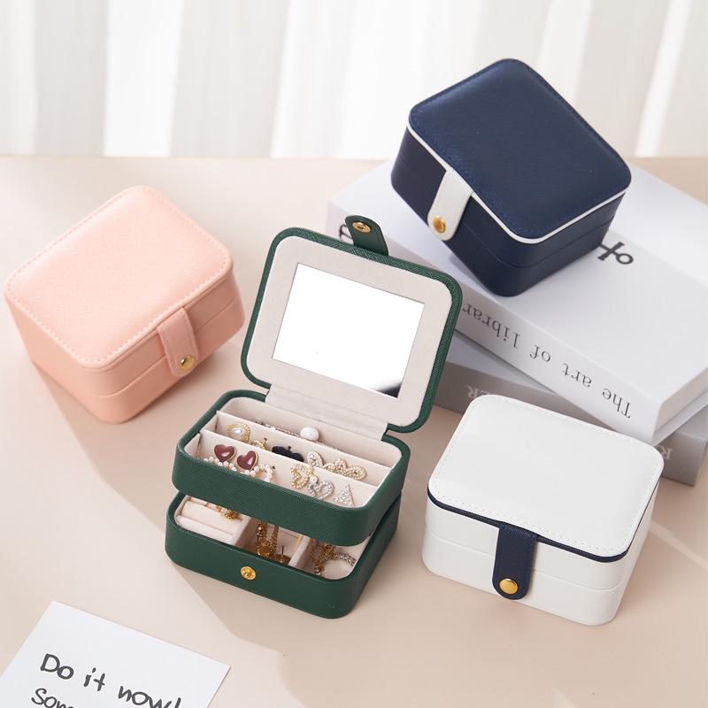 Mini Exquisite Jewelry Storage Box with Mirror for Earrings, Rings, Bracelets, & Ornaments