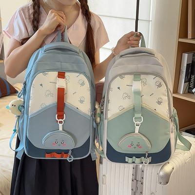 Schoolbag For Primary Secondary School Students Female College Style Color Contrast Backpack Grade 3-6 Multi-compartment Backpack