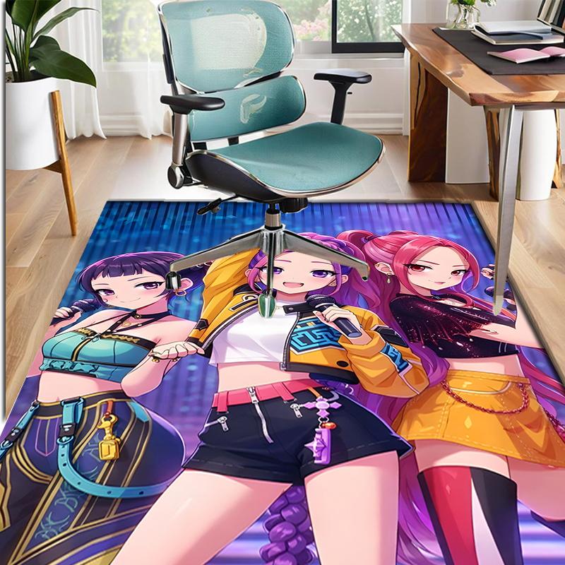 KPop Demon Hunters Pattern Rug, Indoor/Outdoor Mat, for Picnic, Gameroom, Bedroom, Office, Living Room, Home Decor Carpet, Birthday Gift