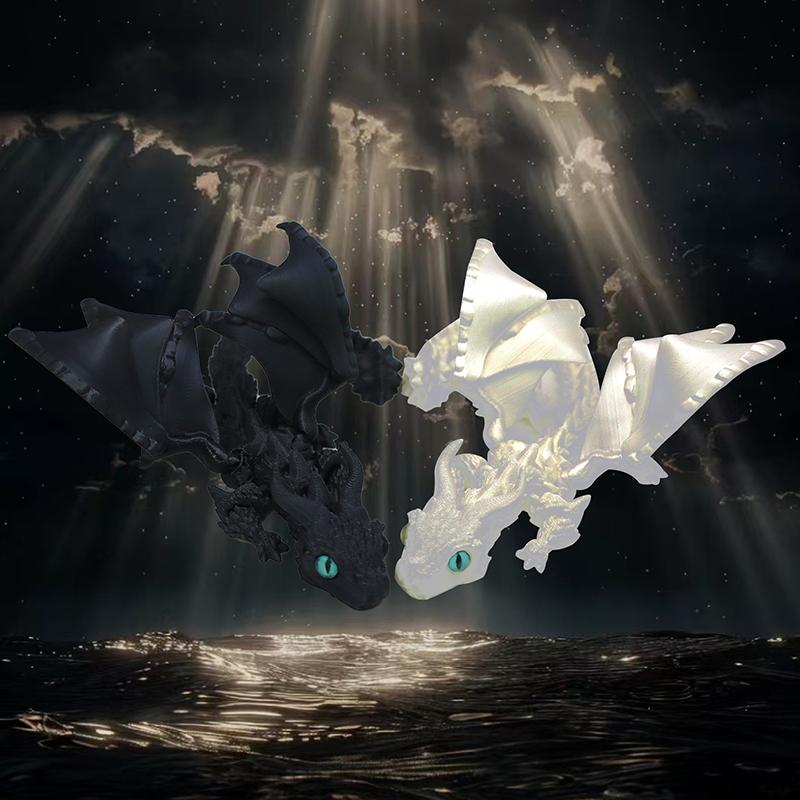 1Pcs 3D Printing Large Flying Dragon Handicraft Ornaments Figurine Art Deco Resin Dragon Sculpture Tabletop Animal Theme Decor