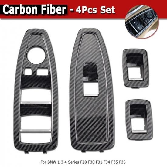 4pcs Carbon Fiber Window Lift Cover Switch Panel  For BMW 1 Series F20 2012-2018