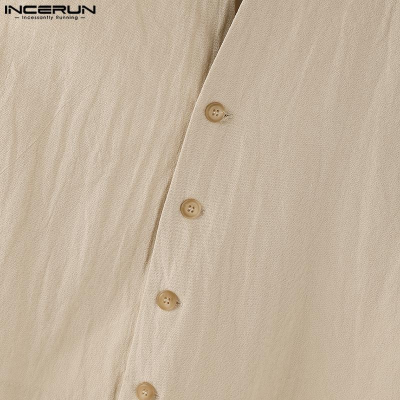 INCERUN Two Pieces Vintage Men Sleeveless Tops Long Pants Sets Outfits