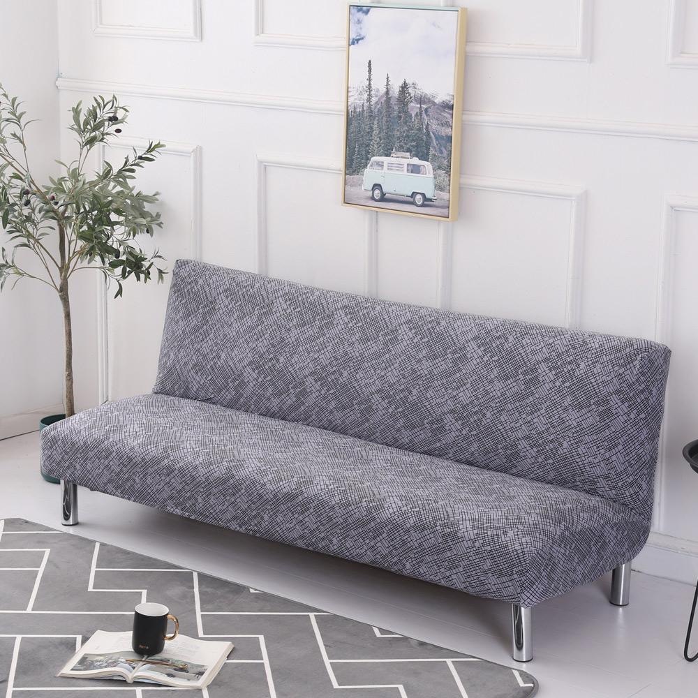 Armless Futon Sofa Bed Cover Stretch Folding Sofa Cover Living Room Without Armrests Removable Washable 3 Seater Sofa Slipcover