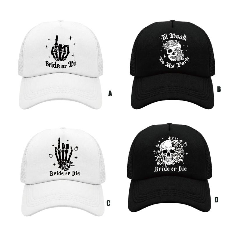 Bride Till Death Do Us Party Skull Baseball Cap Adjustable Size Perfect For Brides Parties Casual Outfits