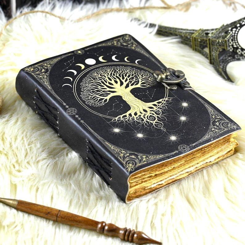 Tree of Life Leather Grimoire Journal: Book of Shadows
