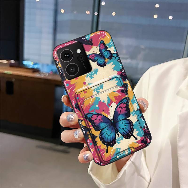 Dirt-resistant Back Cover Phone Case For Nokia HMD Skyline Card Slot Soft Case Cute Protective Cover Waterproof Graffiti