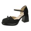 French bow thick heel bag head sandals women's 2025 summer new models with empty silver Mary Jane single shoes
