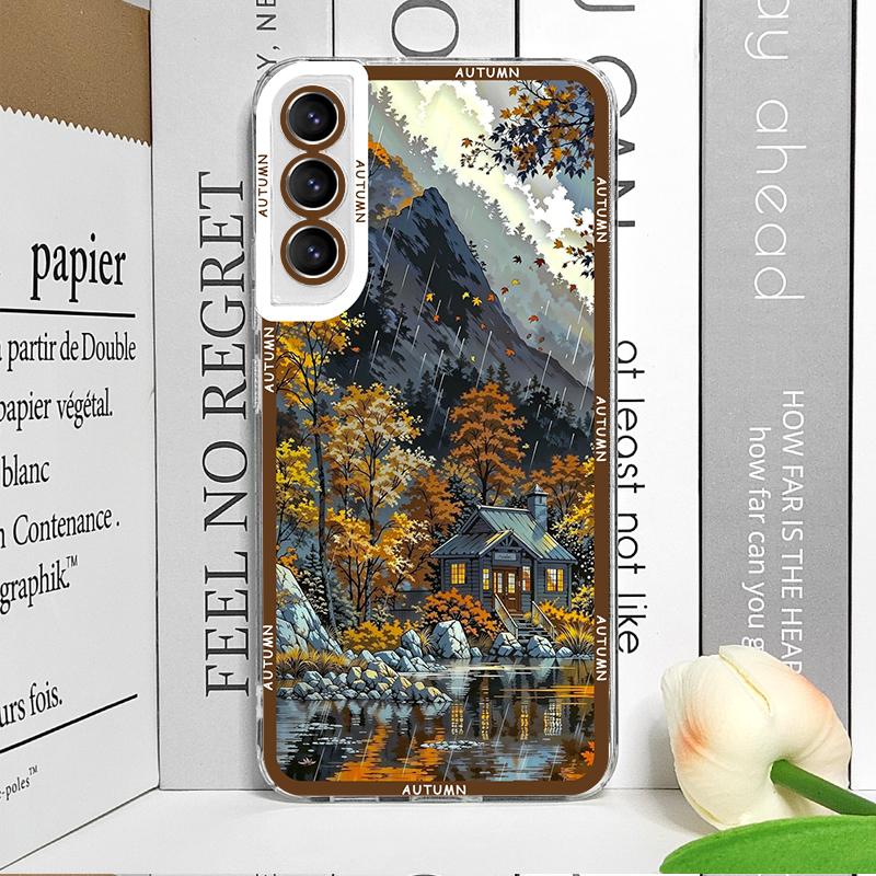 Creative Autumn Landscape House Scenery Phone Case for Samsung Galaxy S26 S25 S24+ S23 Ultra S22 S21 S20 Plus S24 FE Soft Cover