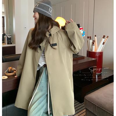 Spring Cape Style Mixed Outdoor Style Windbreaker Women's Loose Large Size Mid-length Hooded Casual Jacket