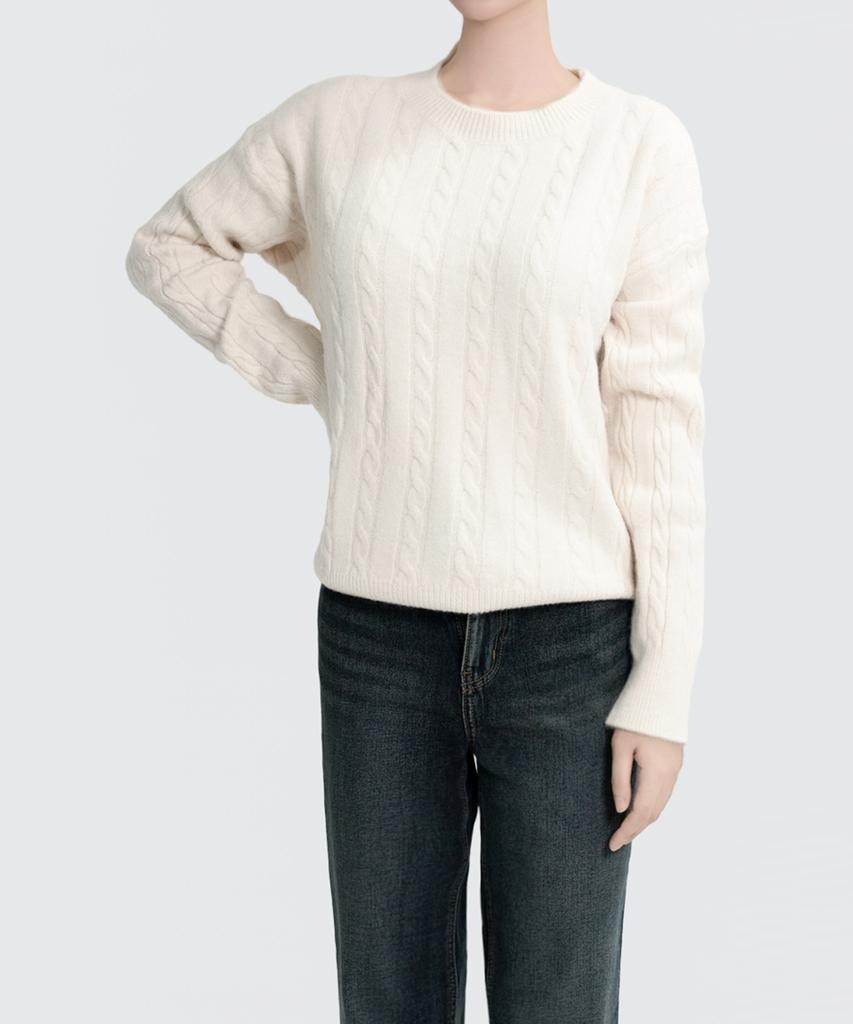 Keulleiseu Basic Cable Knit Sweater_Black