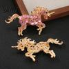Rainbow Unicorn Pin Brooch Horse Design Enamel with Imitation Crystals