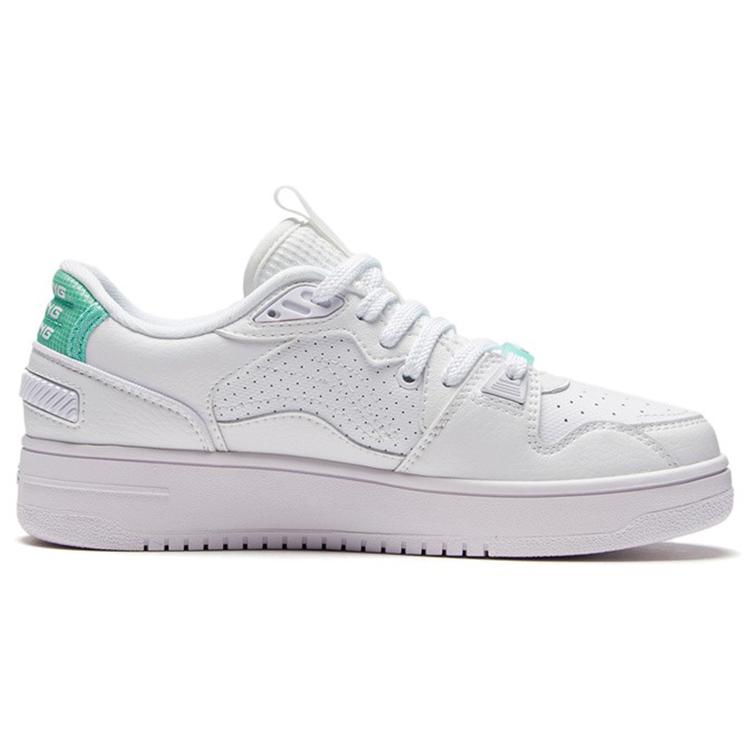 Li Ning Abrasion Resistant Slip Resistant Low top Skateboard Shoes Women's White Purple AGCS084-4