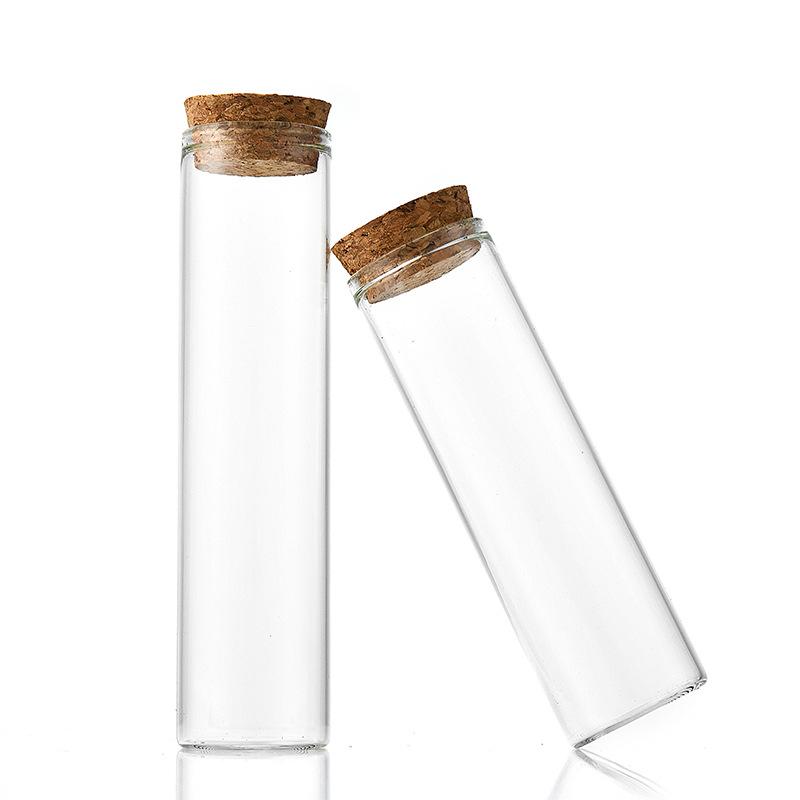 Pacote com 30 Garrafas de Vidro com Rolha de Madeira de Boca Reta para Chá, Doces, Ginseng, Incenso ou Agarwood com Fio Dourado.