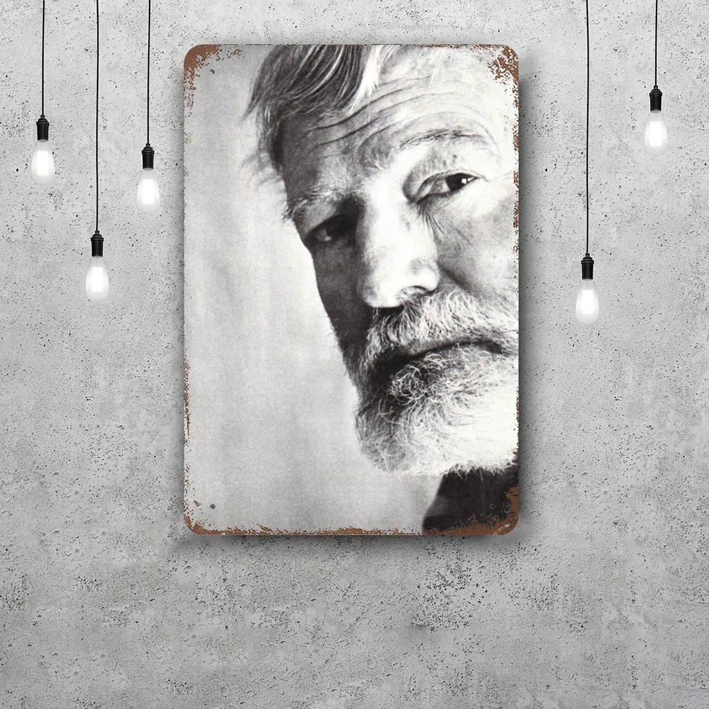 Ernest Hemingway Retro Vintage Tin Sign Poster Decorative Plaque Metal Plate Wall Decor