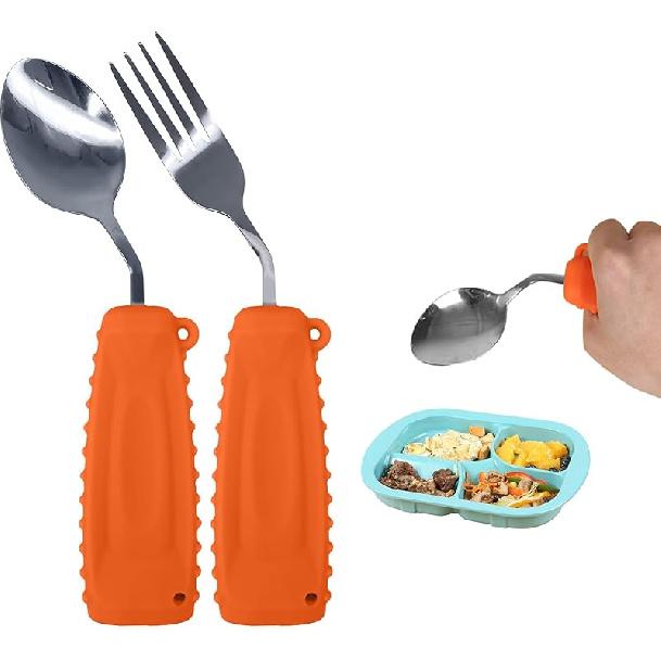 Adaptive Utensils, Weight Utensils for Tremors and Parkinson Patients, Utensil Set Spoon and Fork for Elderly