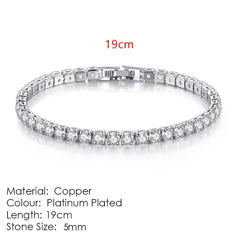 Silver Color 2.5/3/4/5mm Zircon Tennis Bracelet For Women Men Dazzling Crystal Hand Chain Wedding Gift Punk Fashion Jewelry