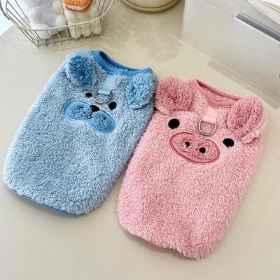 Vestiti invernali con pile per animali domestici caldi, cani e gatti, Gilet con ricamo Teddy e Orsacchiotto