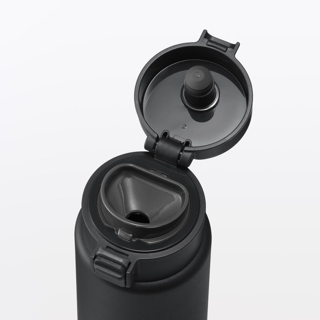MUJI Vacuum Insulated Insulated 76049142 Bottle, One-Touch Type, 750mL, Black,
