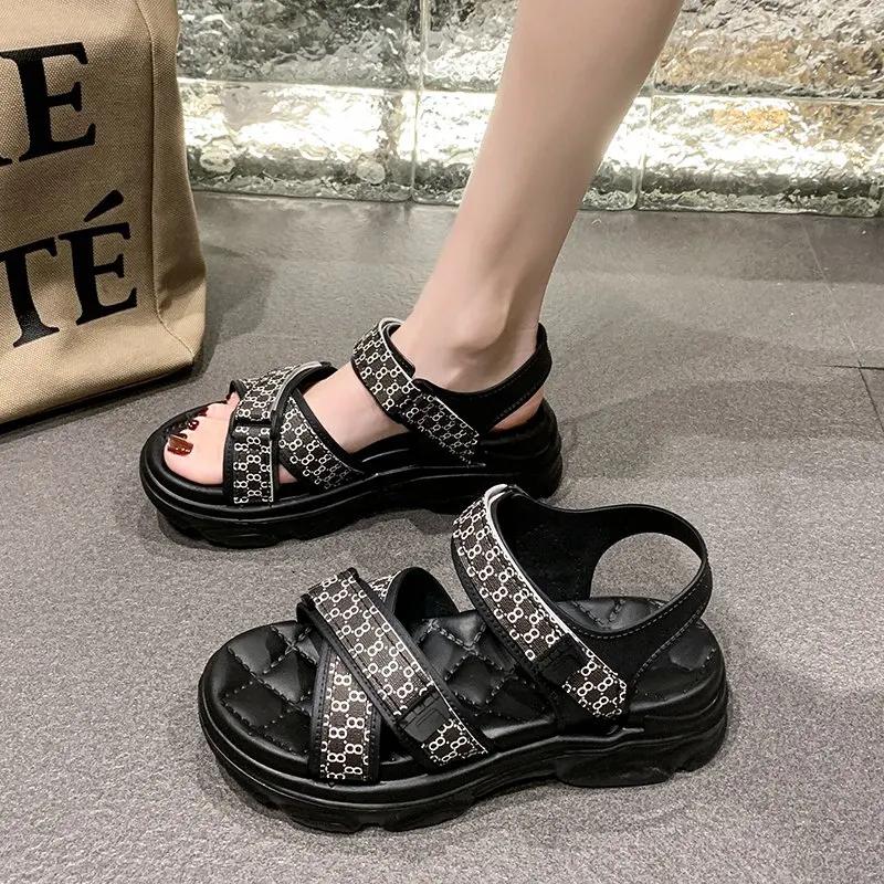 

All-Match Increasing Height Clogs With Heel Fashion Womens Shoes 2025 Beach Sandals Anti-Skid Thick Luxury Sports Multicolored S 39
