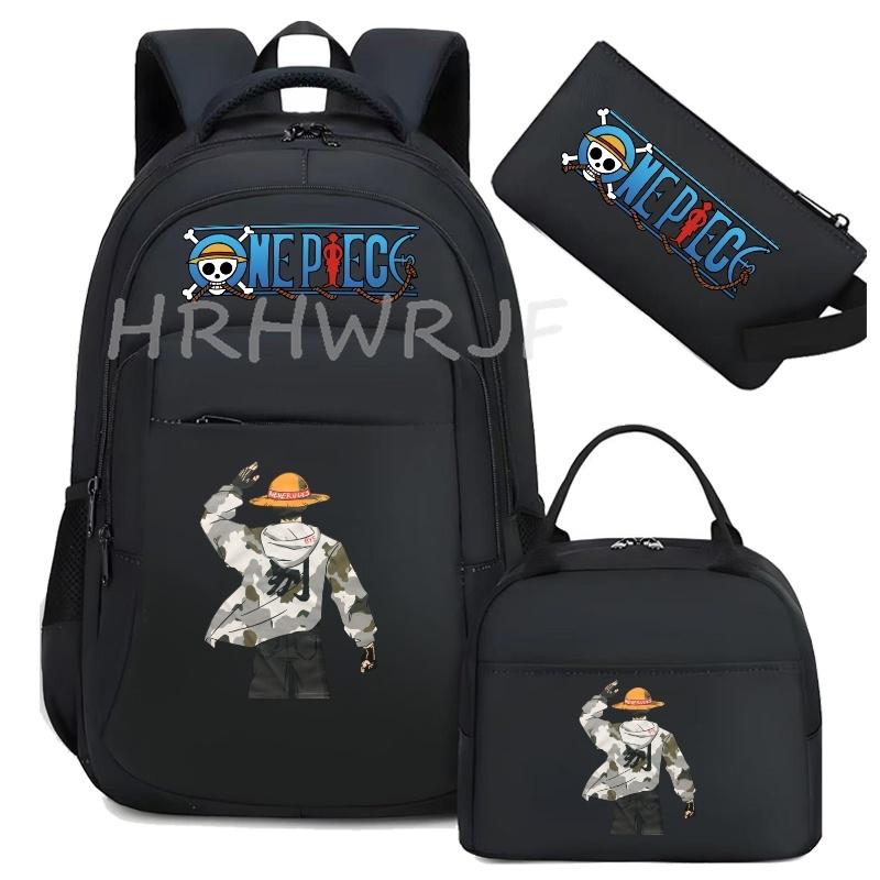 One Piece Backpack Monkey D Luffy Travel Nylon Mochila Feminina Bagpack Bolsas School Bags for teenager Laptop School Bags 3pcs